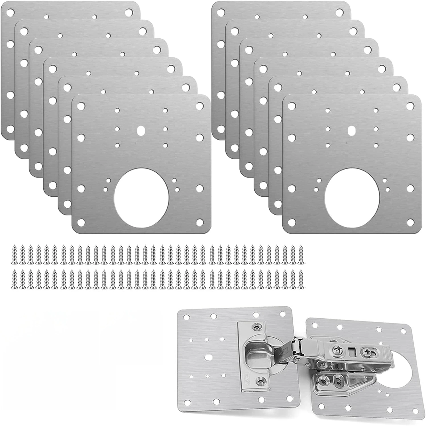 주방 캐비닛 힌지 수리 플레이트 키트 – 찬장 문짝 장착용 하드웨어 액세서리