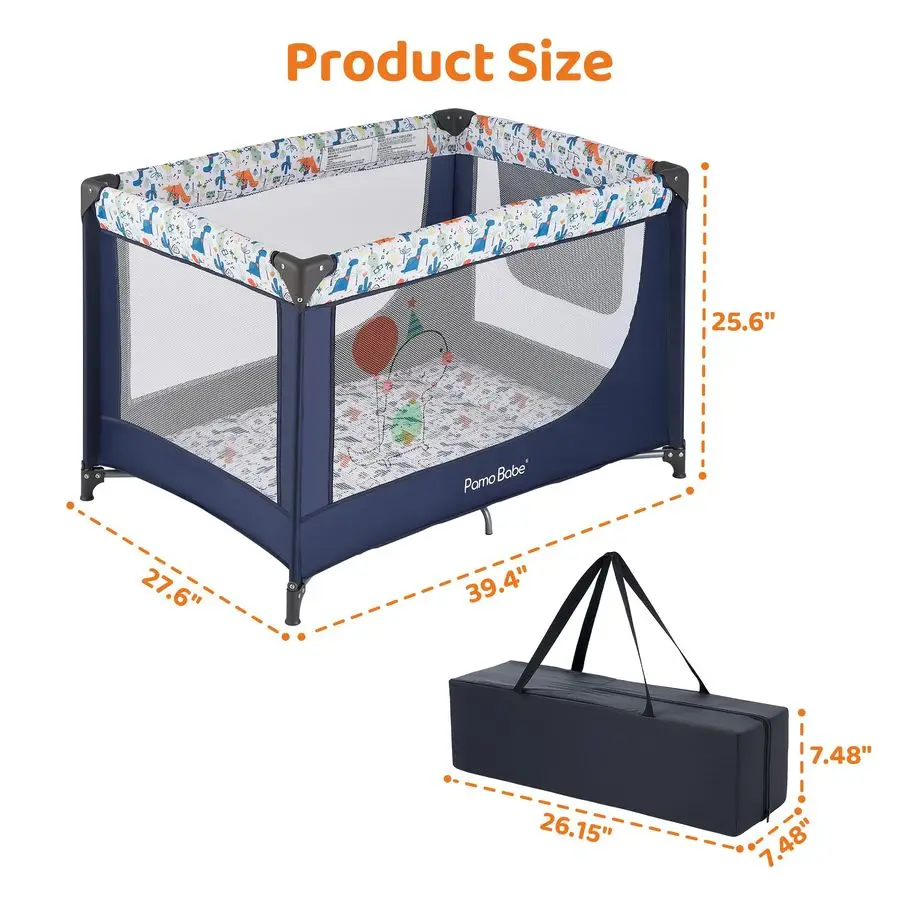 سرير محمول قابل للطي للسفر من Babe Baby Infant مريح للعب في ساحة سرير مع مرتبة ناعمة وجدران شبكية قابلة للتنفس، و #5