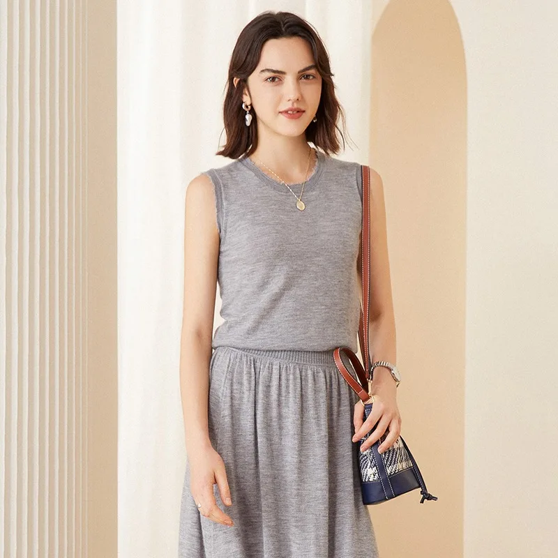 Women's Casual Autumn/Winter New 100% Cashmere Tassel Inner Outfit Versatile Autumn and Winter Casual Base Vest