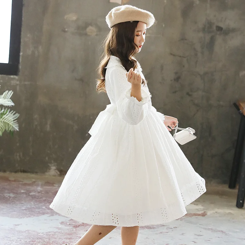 

2025 Kids Girls Korean Dress Summer One-piece Dress Turn Down Collar Baby Girls Dress Cotton Soft Casual Children Girls Dress