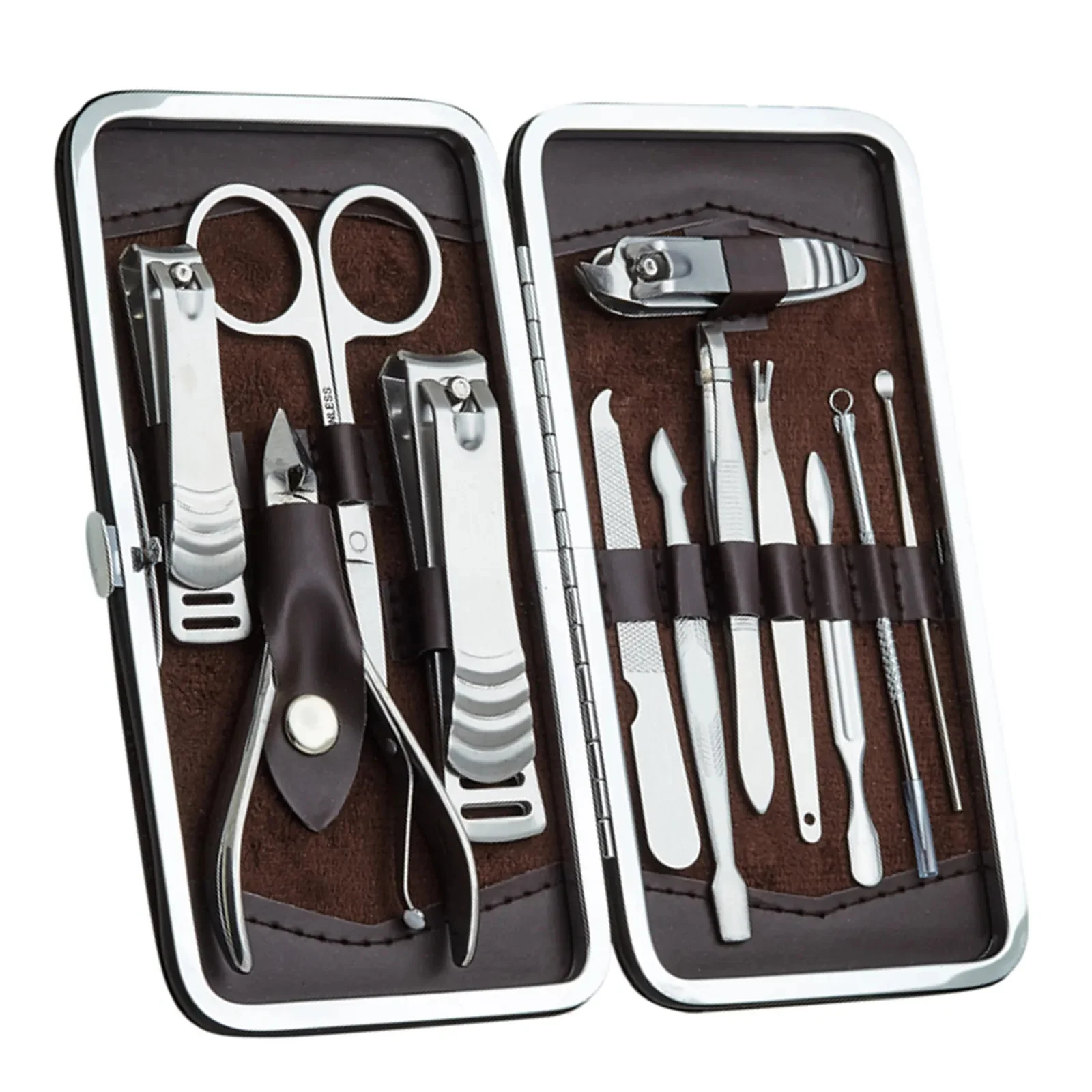 

12PCS Pedicure / Manicure Set Nail Clippers Cleaner Cuticle Grooming Kit Case