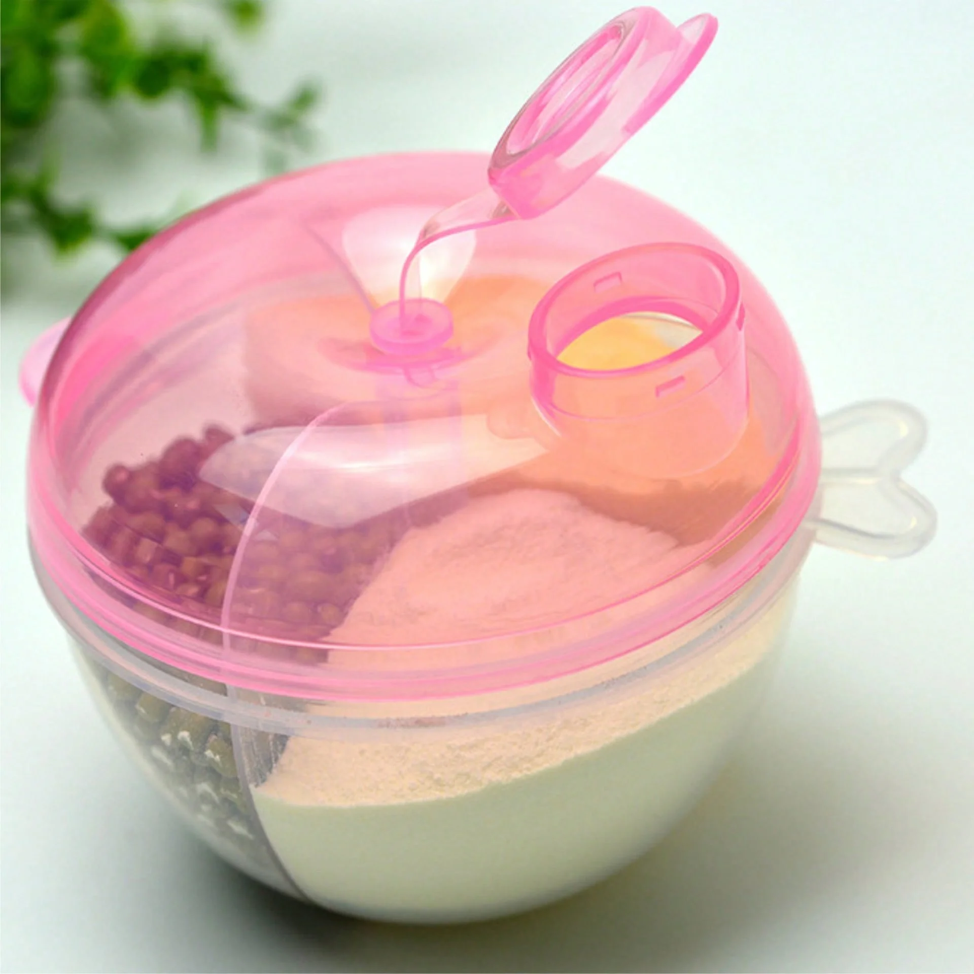 3-compartment Rotating Milk Powder Box Formul Dispenser Snacks for kids PP Food Portable Container Traval  Bottles