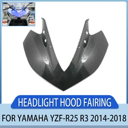 Motorcycle Front Cover Hood Fairing Suitable For YAMAHA R3 R25 2014 2015 2016 2017 2018 High-Quality ABS Carbon Paint