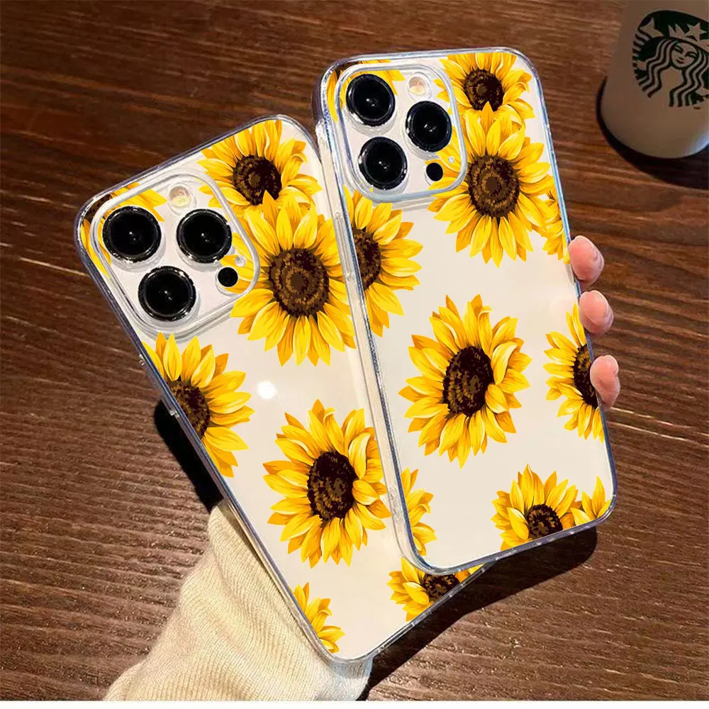 Sunflower Printed Phone Case For iPhone 13 11 16 15 14 12 17 Pro XS Max Air 7 8 6s Plus XR SE 2022 2020 16e 17e TPU Back Cover view 5