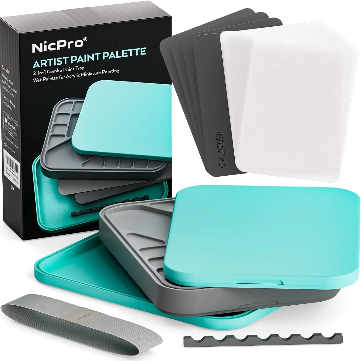 

Stay Wet Palette for Acrylic Miniature Painting Kit, Paint Tray Palettes with 100PCS Pallet Paper, 4PCS Sponge, Brush Ho
