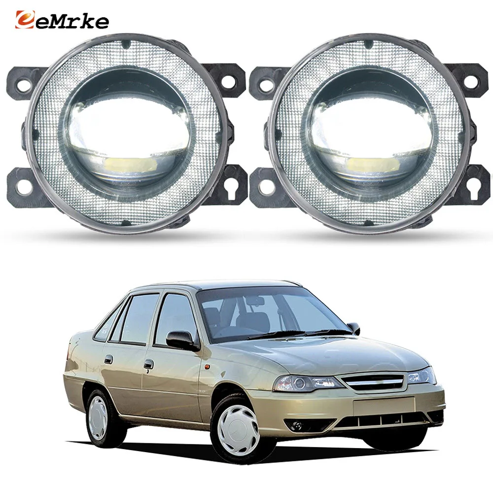 LED Fog Lights with Lens Angel Eyes DRL Car PTF Daytime Running Lamp for Daewoo Nexia 2008 2009 2010 2011 2012 2013 2014 2015