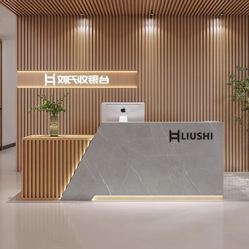 

Design Console Store Reception Desk Simple Cabinet Cashier Table Standing Reception Desk Aesthetic Mostrador Salon Furniture