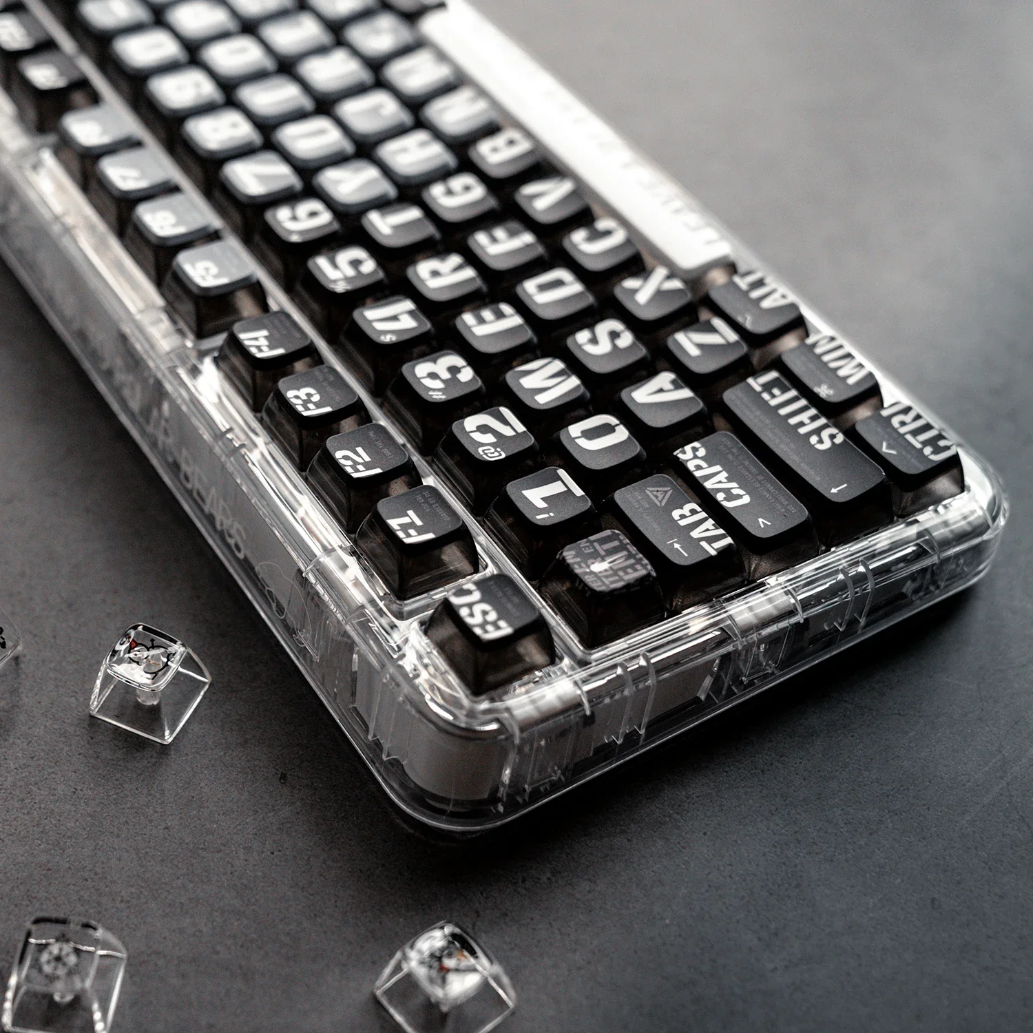 Black word transparent keycap PBT double leather milk keycap hot sublimation ASA keycap