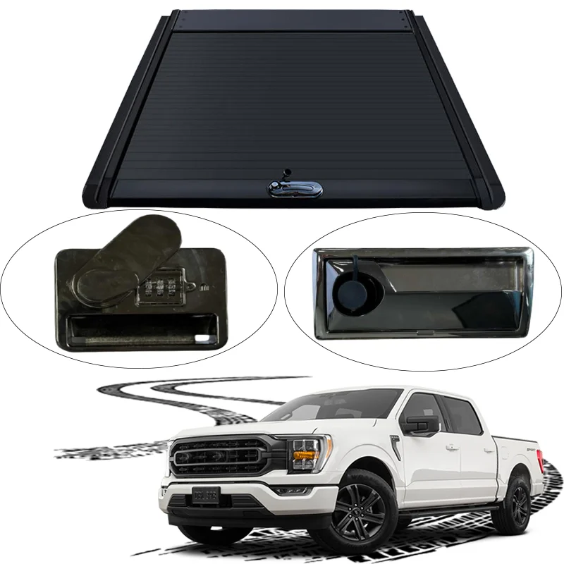 Hard Retractable Shutter Tonneau With Button Pickup Lid Truck Electric Roller Bed Cover For   F150 Ranger  Hilux
