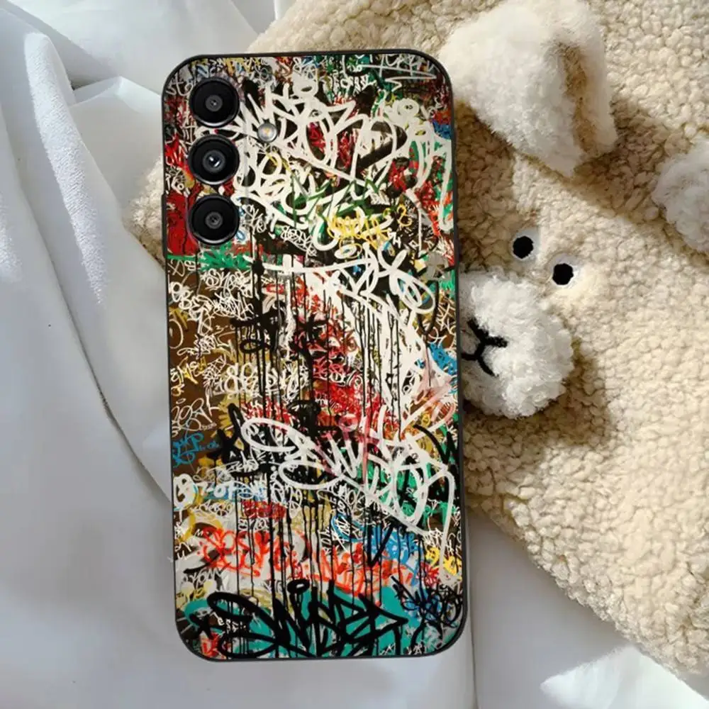 Graffiti  Phone Case For Samsung S24,23,22,30,21,10,9,Ultra,Plus,Lite,FE,5G Black Soft Case