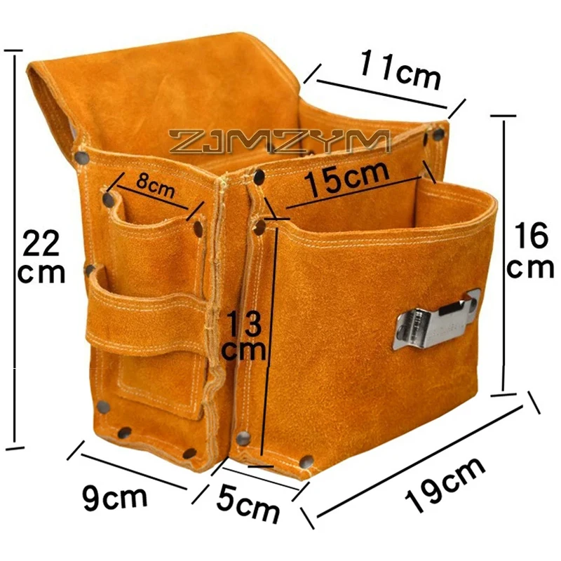 Leather 4-Pocket Tool Pouches Heavy Duty Tool Bag Pocket Tool Organizer Electrician Tool Bag, Tool Bags for Electricians