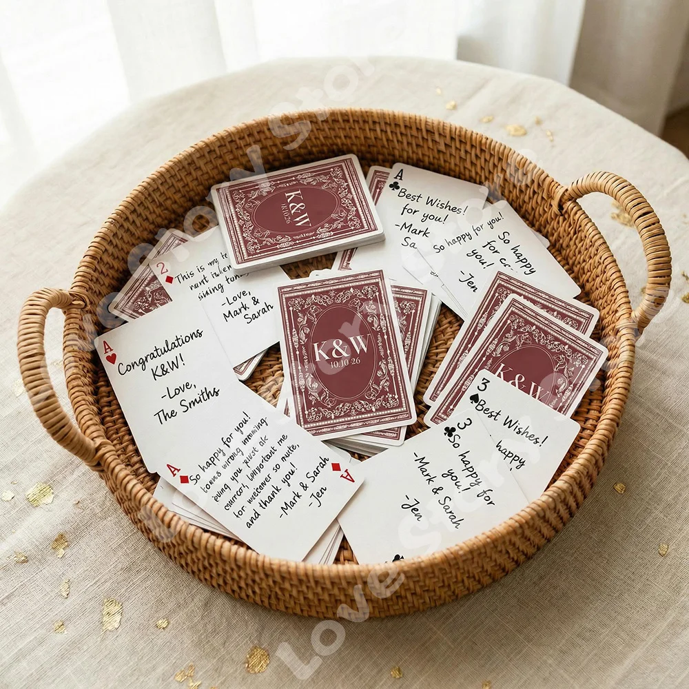 Jeu de cartes de mariage personnalisées – Cadeaux pour invités, alternative au livre d'or, cartes de jeu interactives pour fêtes et événements