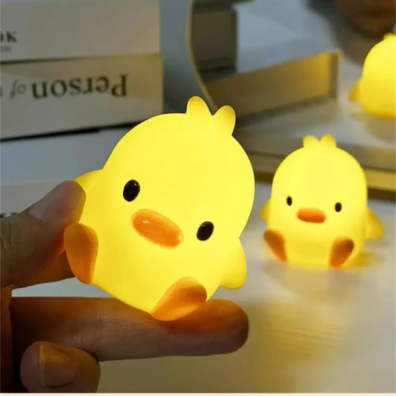 Sono dos desenhos animados noite lâmpada animal dos desenhos animados pato frango led para luz suave noite crianças quarto cabeceira decoração para casa luz ambiente