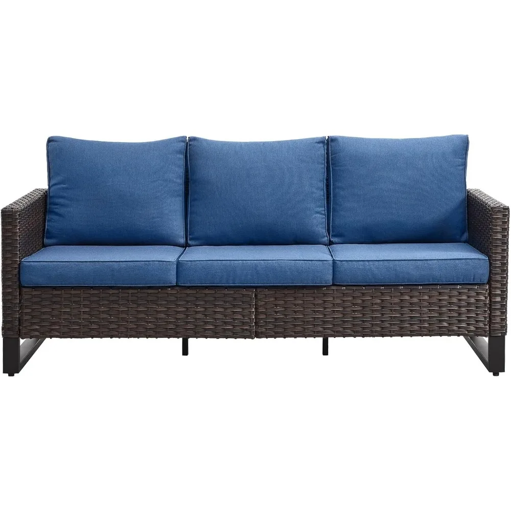 

Outdoor Couch Patio Furniture: Wicker Patio Sofa with Deep Seat High Back, 800Lbs Weight Capacity Oversize Outdoor Seating 3
