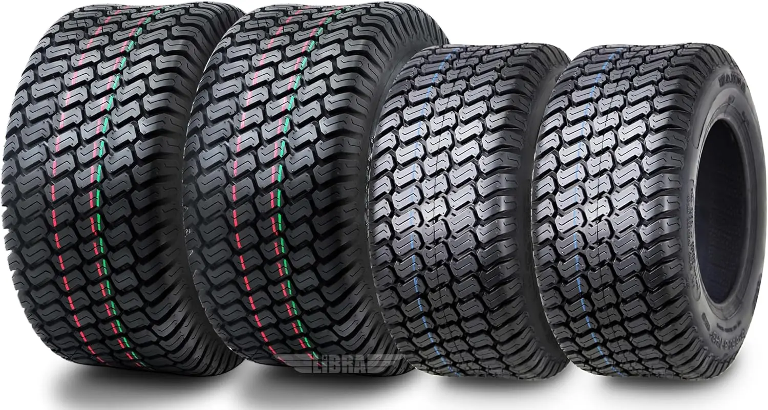 4 Pack 15x6-6 & 18x9.5-8 Ride Lawn Mower Turf Tires 4 PR