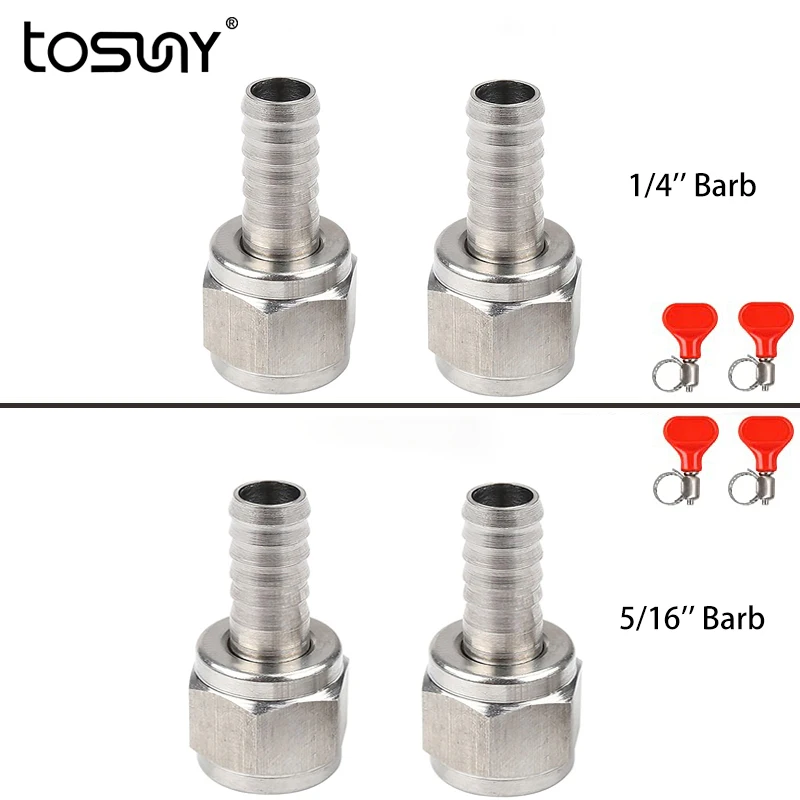 

2 Pairs Homebrew Hose Swivel Nut Barb 1/4'' Barb & 5/16'' Barb Stainless Steel Swivel Nut Set Quick Disconnects Fittings