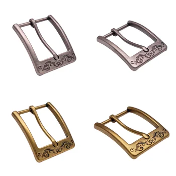 גברים בציר פליז פרח חקוק מלבן חודים סיכת לשון Leathercraft ג 'ינס עור חגורת אבזם החלפת גודל פנימי 40mm