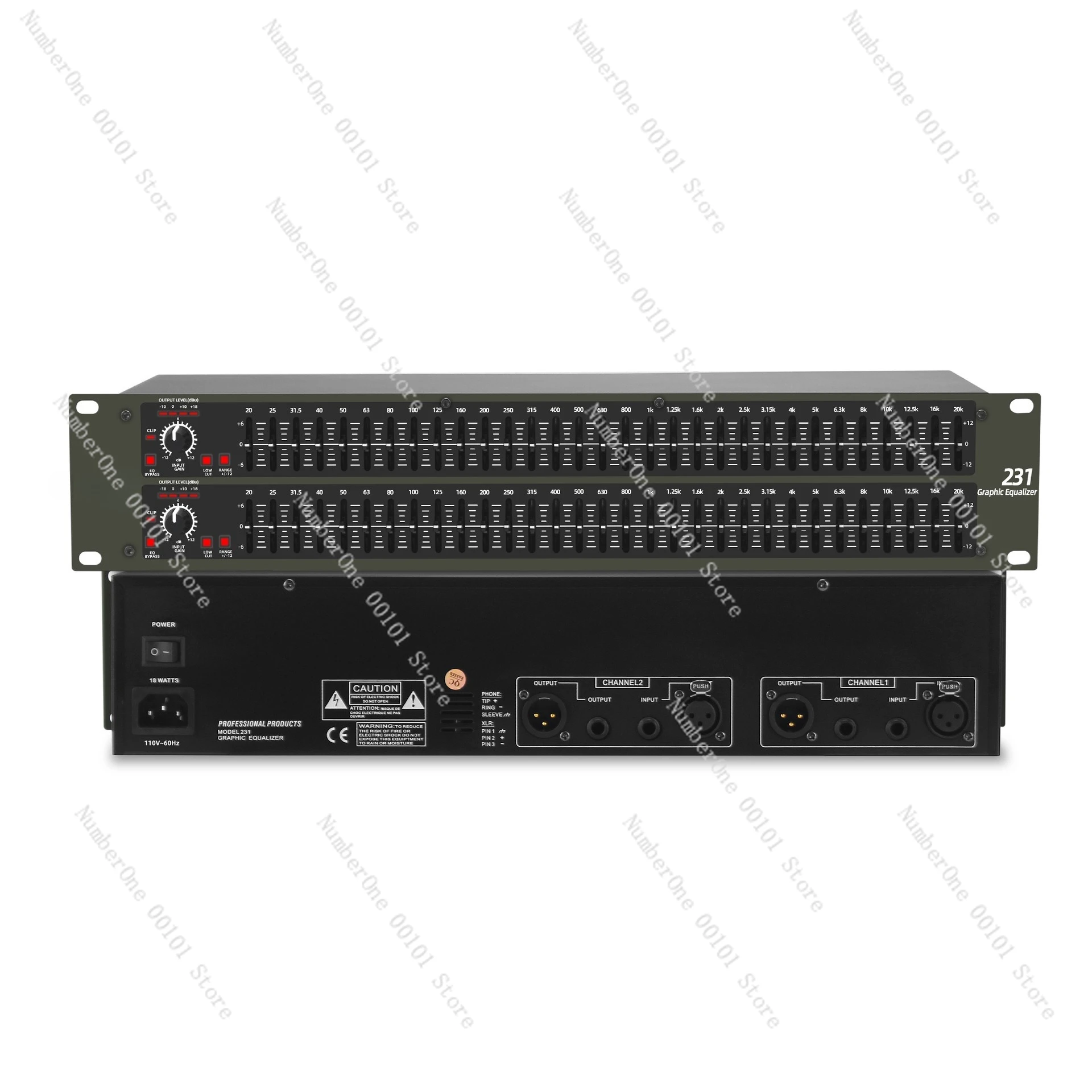 Dual 31-band professional audio equalizer for home KTV, stage performances, bars, noise reduction, EQ tuning audio processor