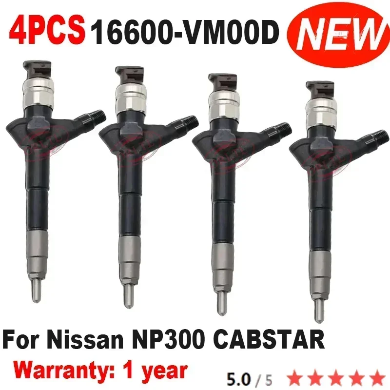 4 inyectores diésel originales 16600-VM00D, 100% nuevos, boquilla completa 16600VM00D para Nissan NP300 CABSTAR