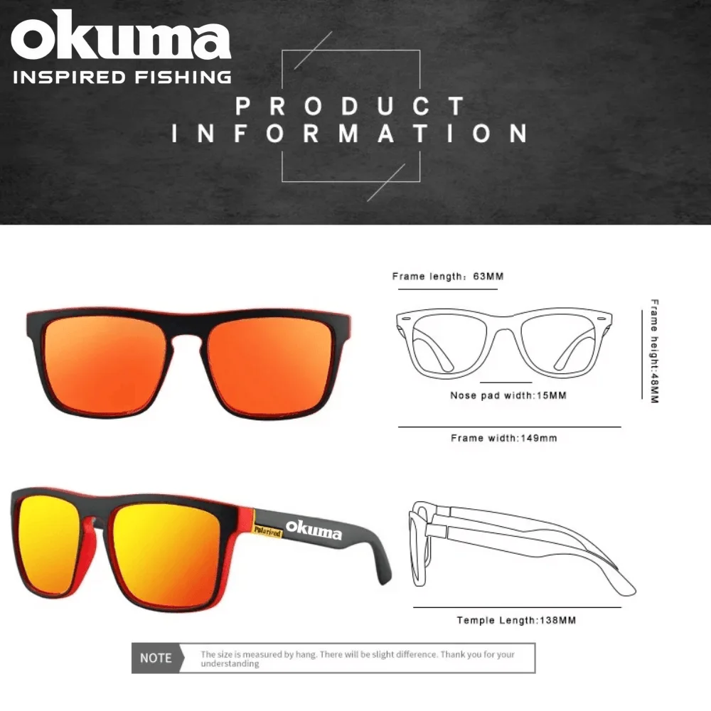 Okuma Angelbrillen, polarisierte Okuma-Sonnenbrillen für Männer und Frauen, zum Fahren und Angeln, UV400-Brillen, erhältlich in 6 Farben – Detail 5