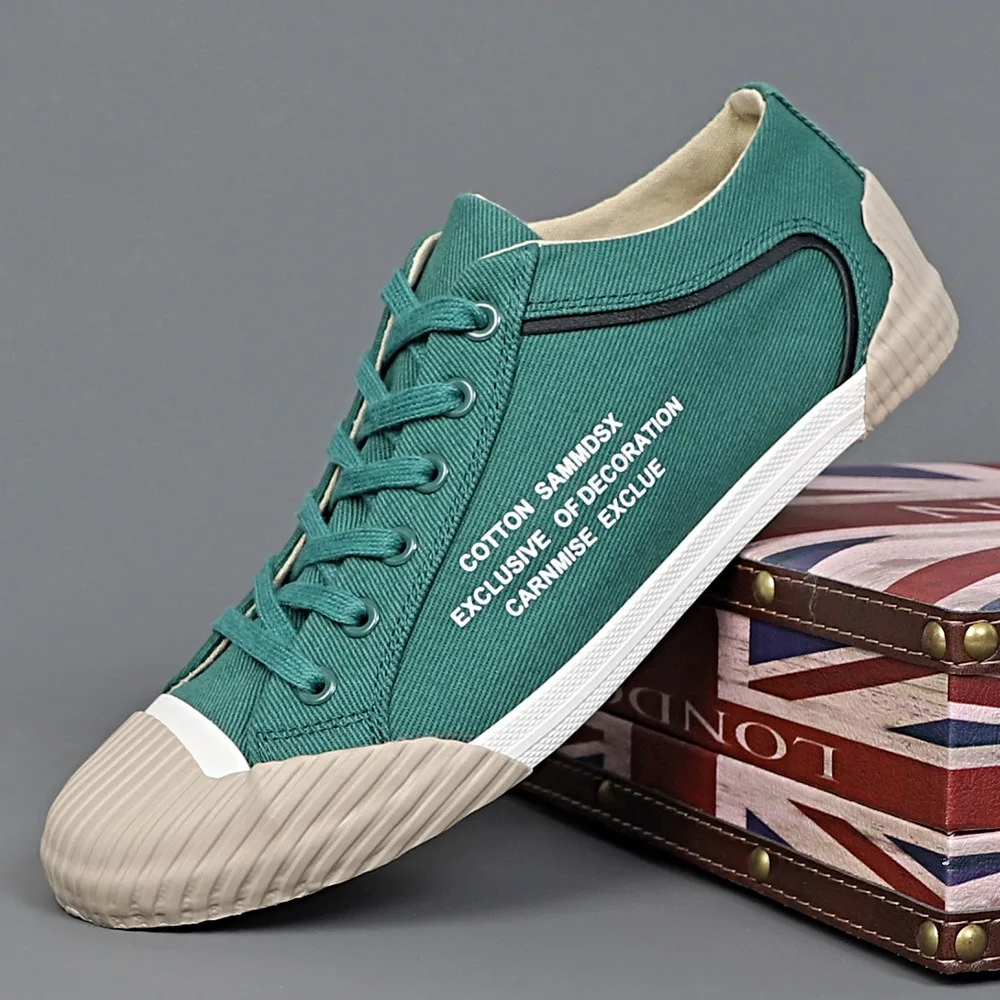 Zapatillas de lona vulcanizadas hombre con cordones, transpirables - imagen 2