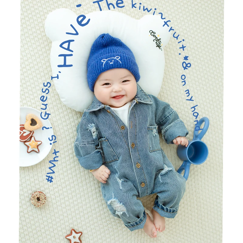 Fashion men and women childrens first year photos denim themed set studio hundred day photo clothing 신생아사진  신생아촬영