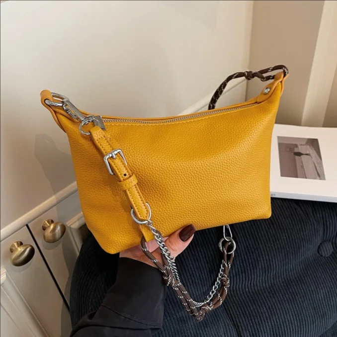 

2024. Трансграничная модная женская сумка-тоут. Роскошная дизайнерская сумка на плечо с текстурой личи. Легкая сумка для прогулок.