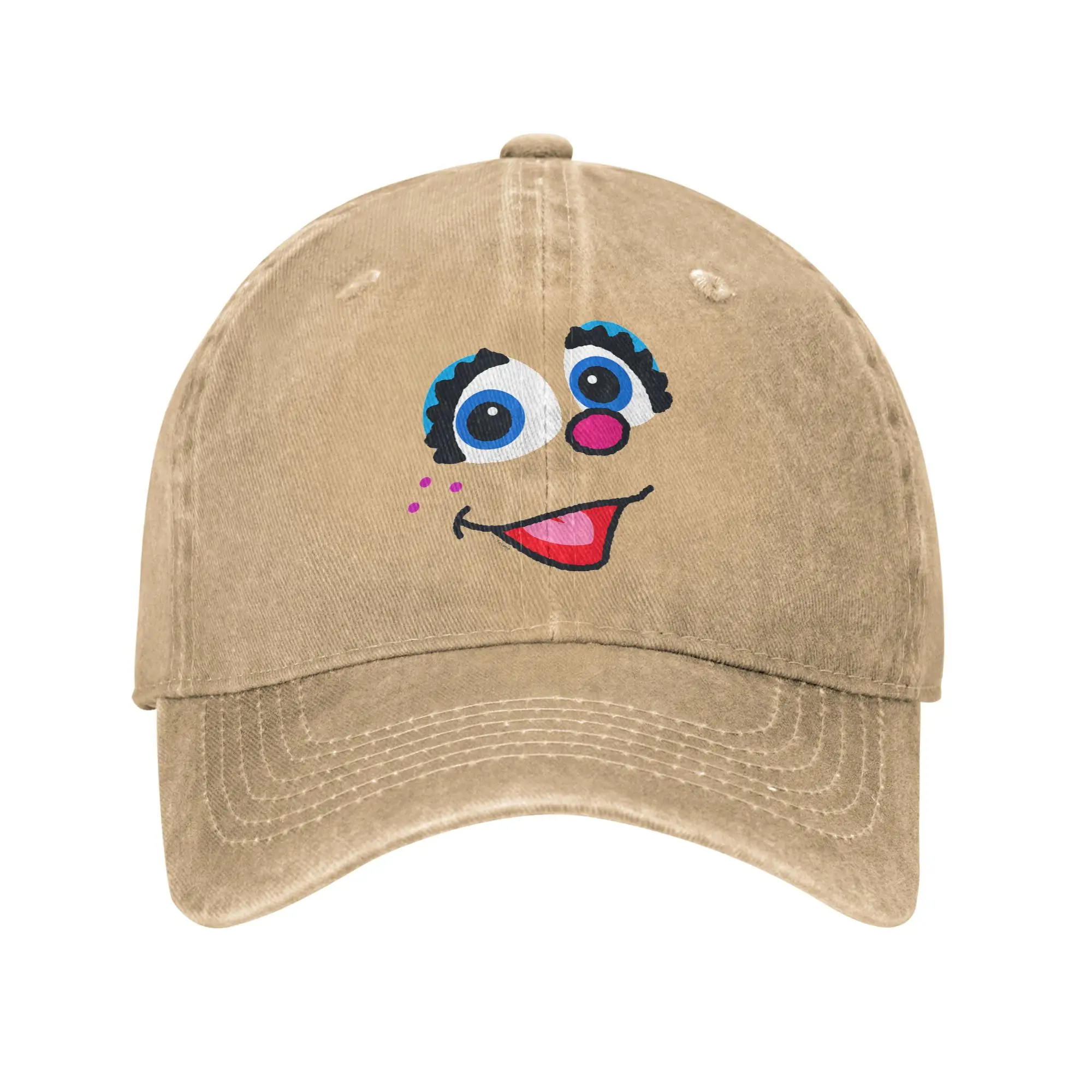 SStreets Comic Big Face Sun Baseball Cap  Casual Female Male Washed Hip Hop Hats Breathable Print Outdoor Gym Baseball Caps