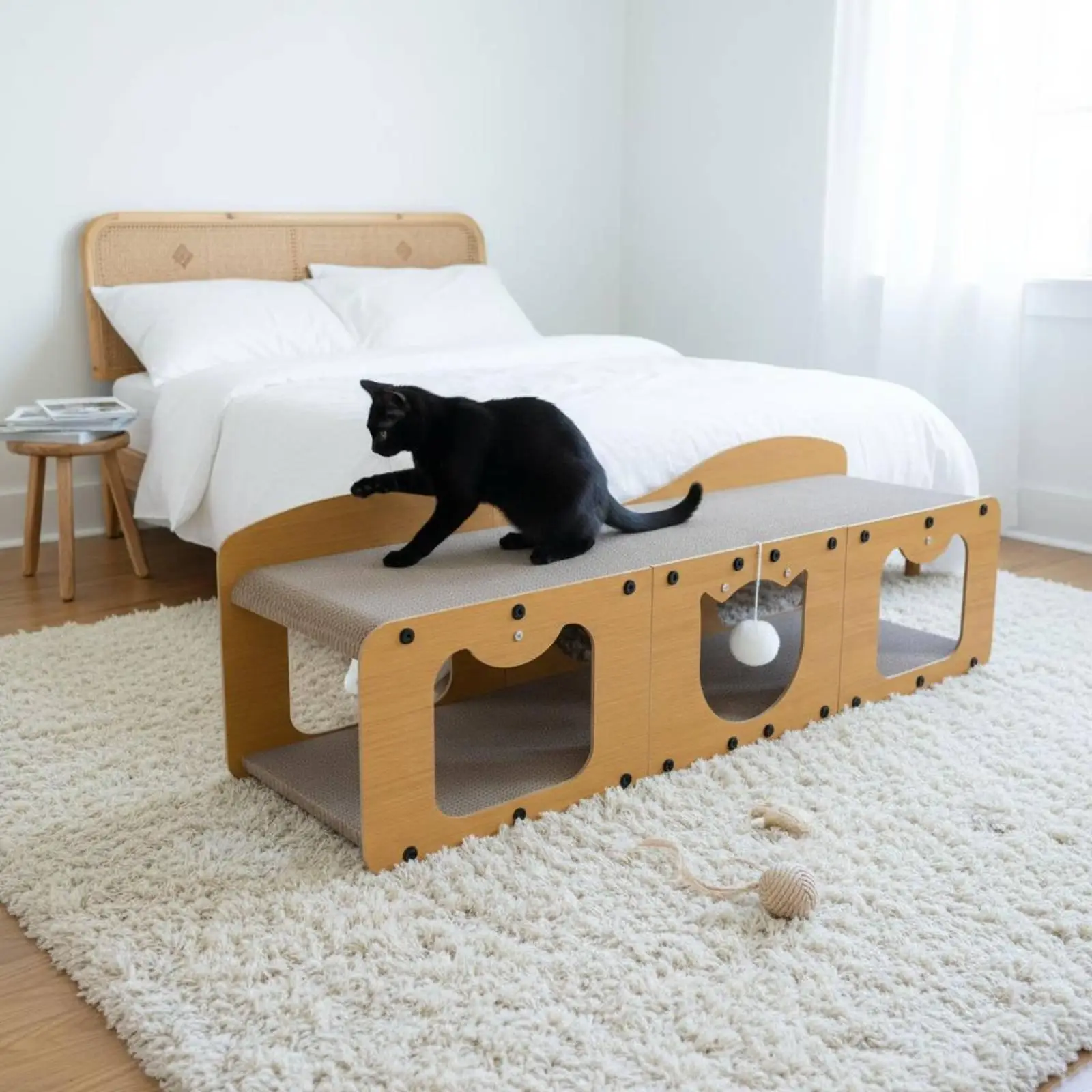 Double-layer cat scratching tunnel, durable indoor furniture