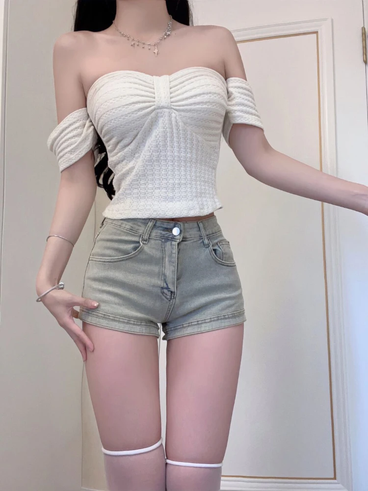 High Waist Zipper Design Denim orts Women's Autumn New Sle Slimming Versatile Hot Pants Retro Sle Casual Summer Jeans