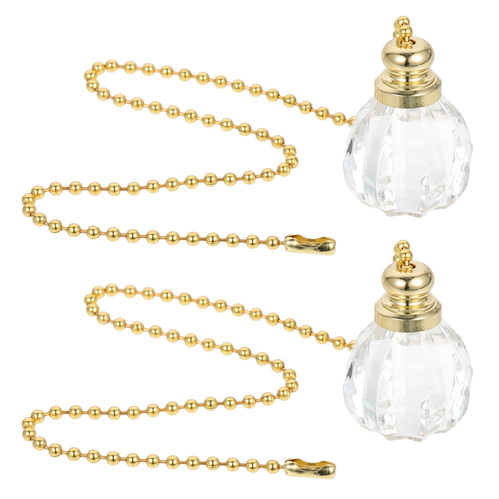 

2Pcs Crystal Beaded Ball Ceiling Fan Pull Chains Extension Connector Decorative Clear Light Reflective Fan Pulls