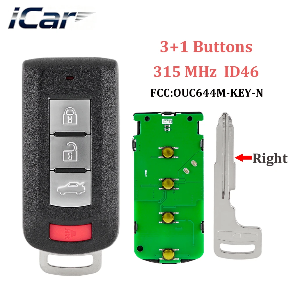 

iCar 3+1 Buttons Smart Car Remote Key Fob For MITSUBISHI ASX Outlander Sport Montero Lancer RVR Keys 315Hz ID46 OUC644M-KEY-N