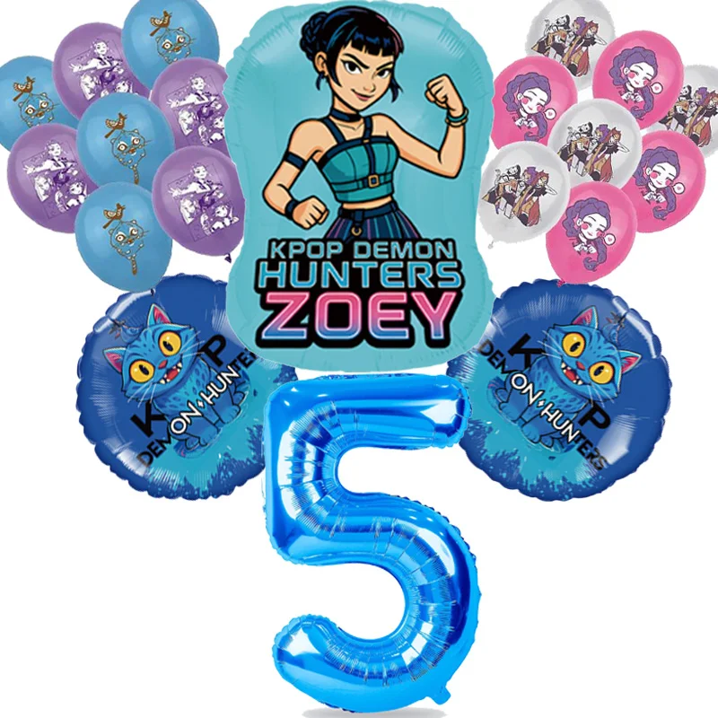 Kpop شيطان الصيادين الأطفال حفلة عيد ميلاد كرة زخرفية عدد 1-9 بالون مجموعة استحمام الطفل ديكور طفل حفلة هدية لعبة #1