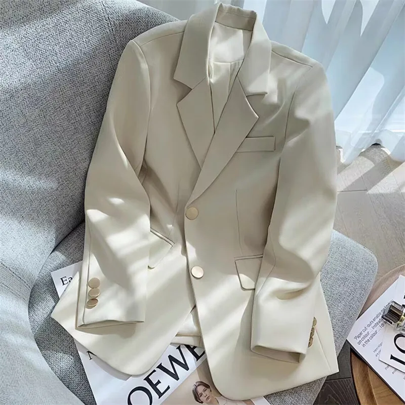 

Spring 2025 Women's Faion s Straight Cut Suit Jaets Long Sve Busin Casual Single Button Closure Coat