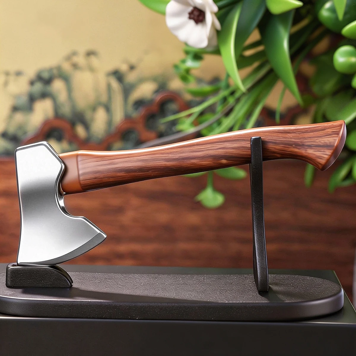Scharfe Mini-Axt aus Edelstahl mit Holzgriff, EDC-Messer mit feststehender Klinge, Outdoor-Camping-Überlebens- und Tragbares Mehrzweckwerkzeug – Detail 4