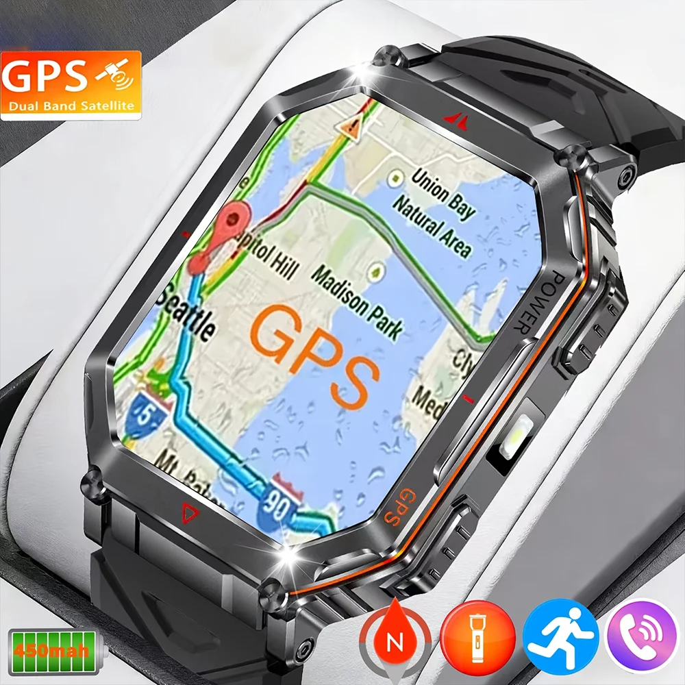 

2026 New Men GPS Sports Smart Watch 2.01'' AMOLED Compass Heart Rate 400mAh Battery Bluetooth Call 10ATM Waterproof Smartwatch