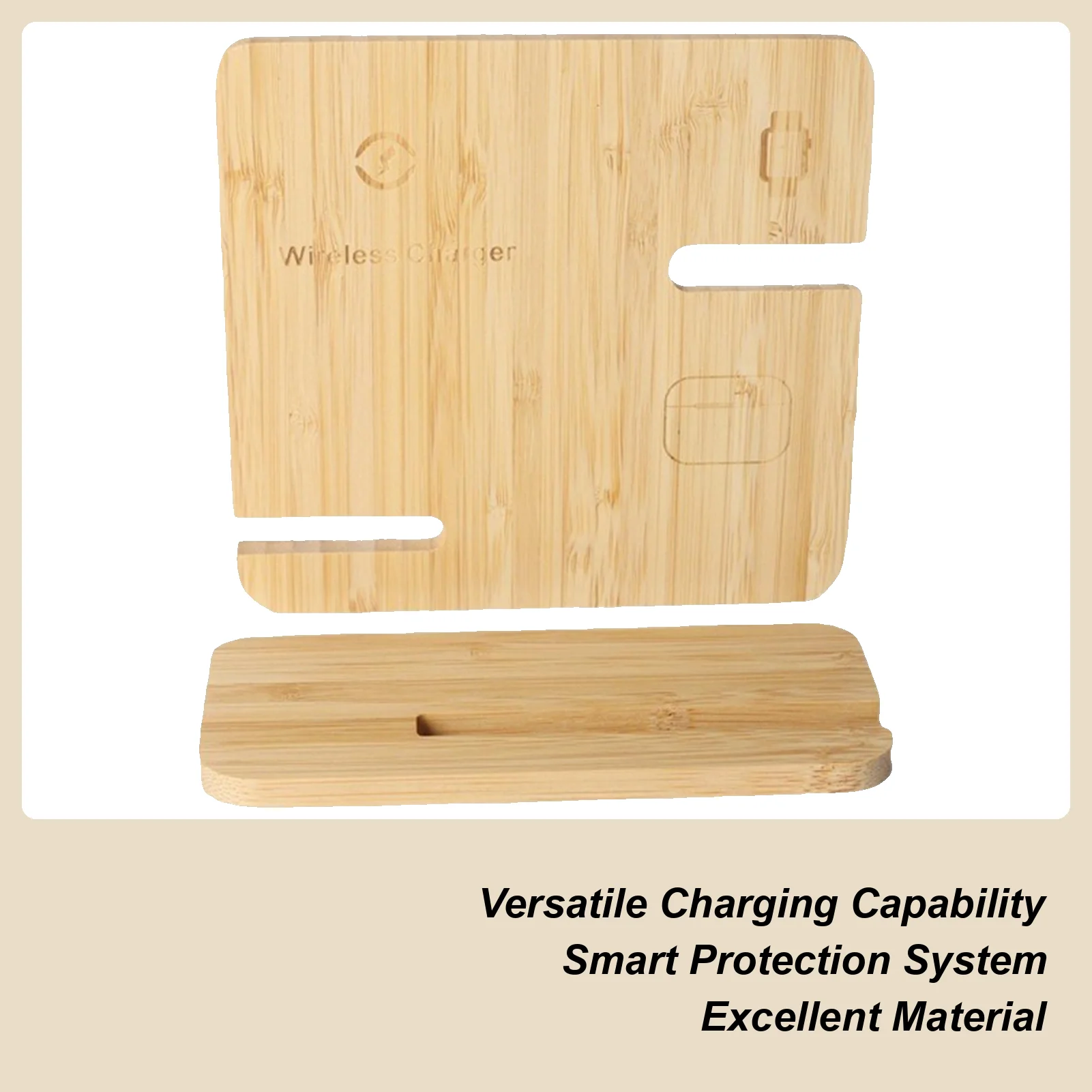 ไม้สถานีชาร์จไร้สายแบบพกพา Charger Station 15W ฐานชาร์จอย่างรวดเร็วสําหรับหูฟัง Nightstand โต๊ะเครื่องแป้ง