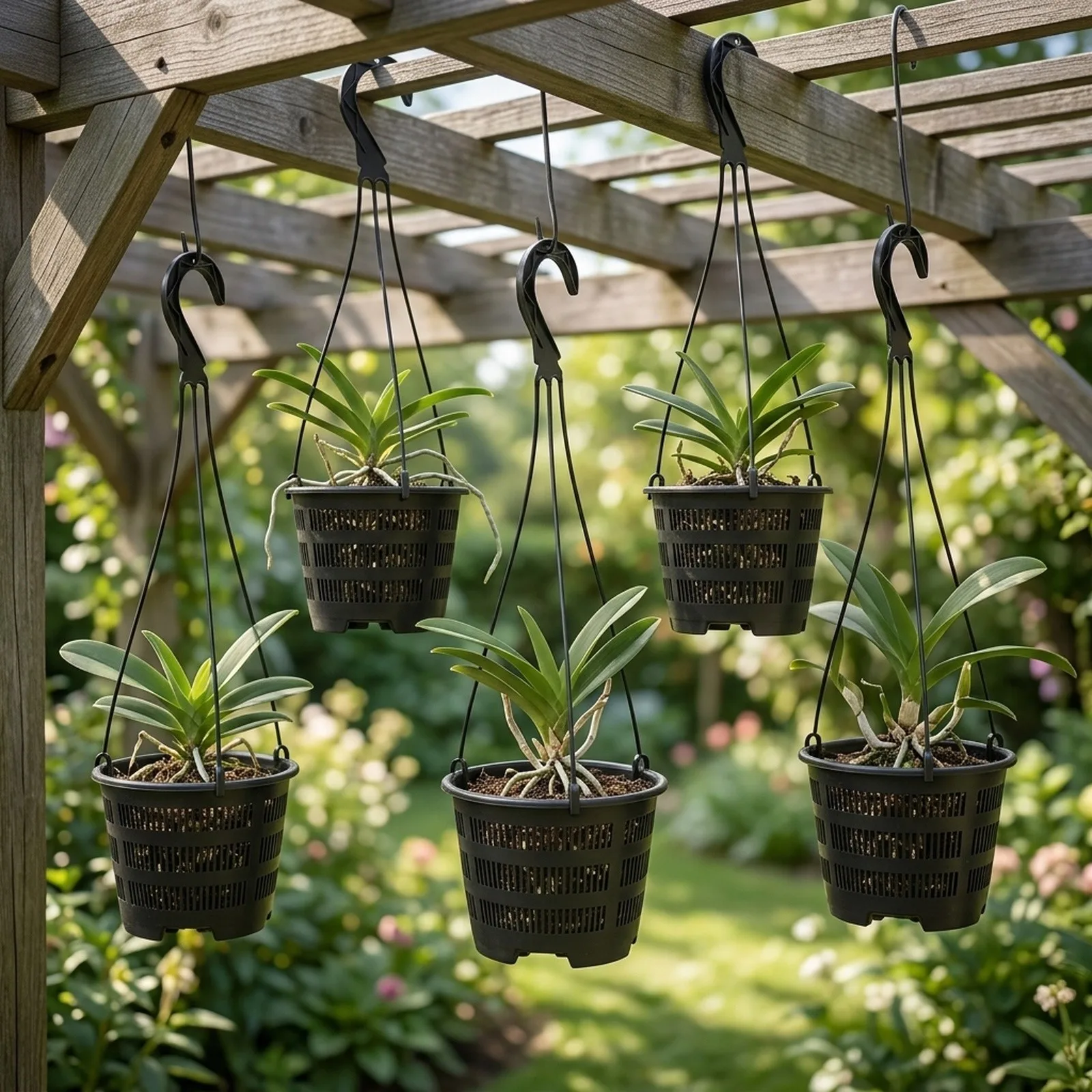 Indoor Plant Decor Plastic Orchid Pots Indoor Outdoor Planters Decorative Pots Optimal Air Circulation Set Of Five Pots