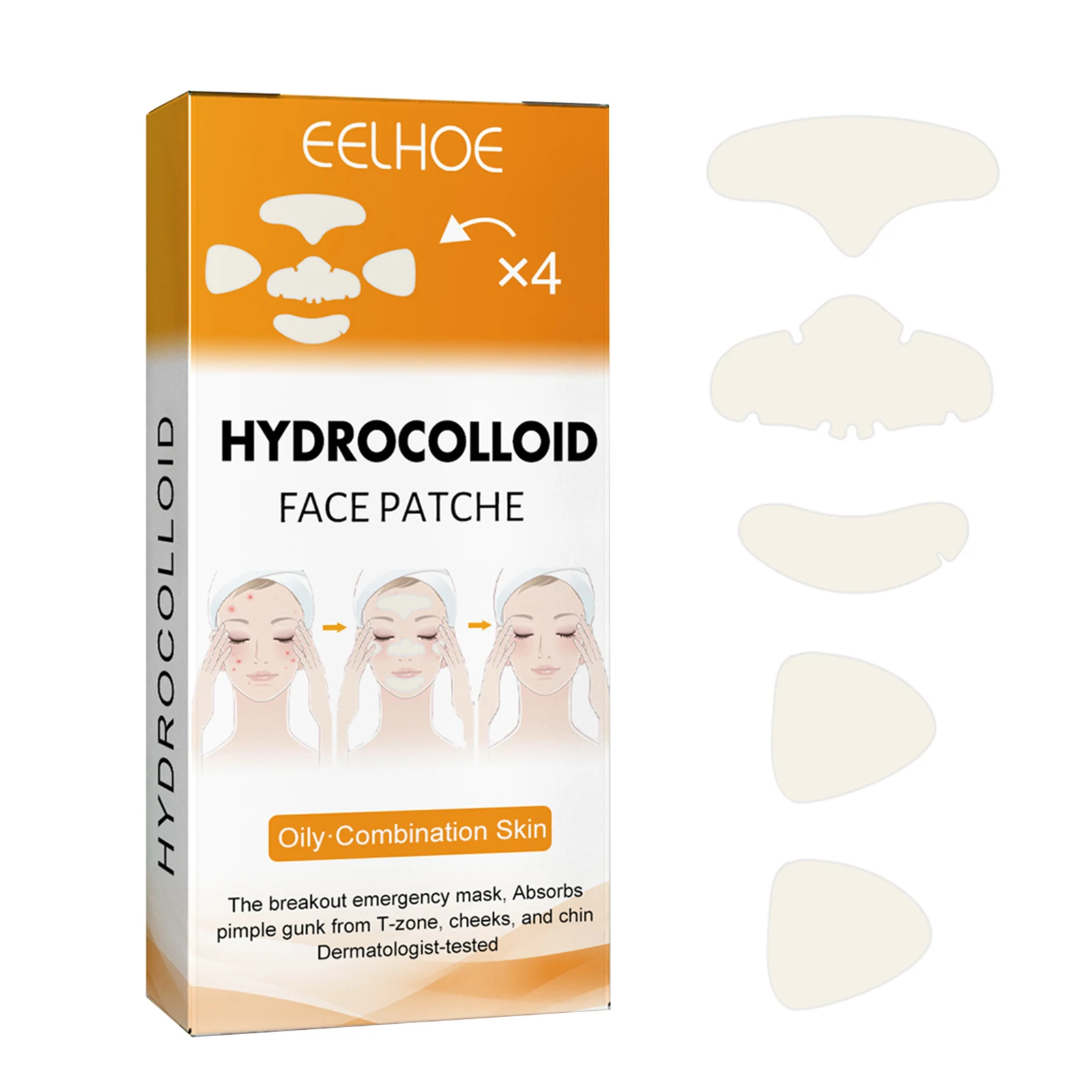 

Hydrocolloid Face Acne Pimple Patch 20PCS/Box 4pcs Forhead Patch+4pcs Nose Patch+4pcs Cheeck*Chin Patch+8pcs Cheek Patch