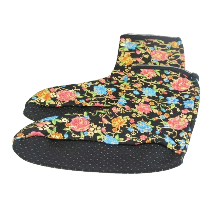 Winter Warm Prayer Slipper Socks Women Hot Stamping Flower Pattern Indoor Outdoor Fleece Lining Anti Slip Socks