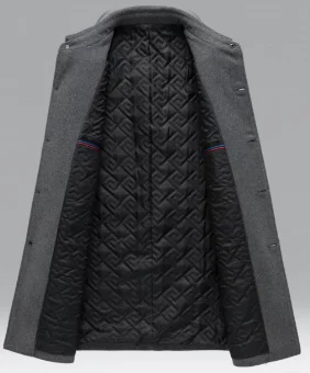 Mittellanger Wollmantel für Herren, Wolljacke mit Revers, Lässiger Business-Stil, Verdickt für Mehr Wärme, Geeignet für Verschiedene Anlässe, Erste Wahl für Herbst und Winter – Detail 4
