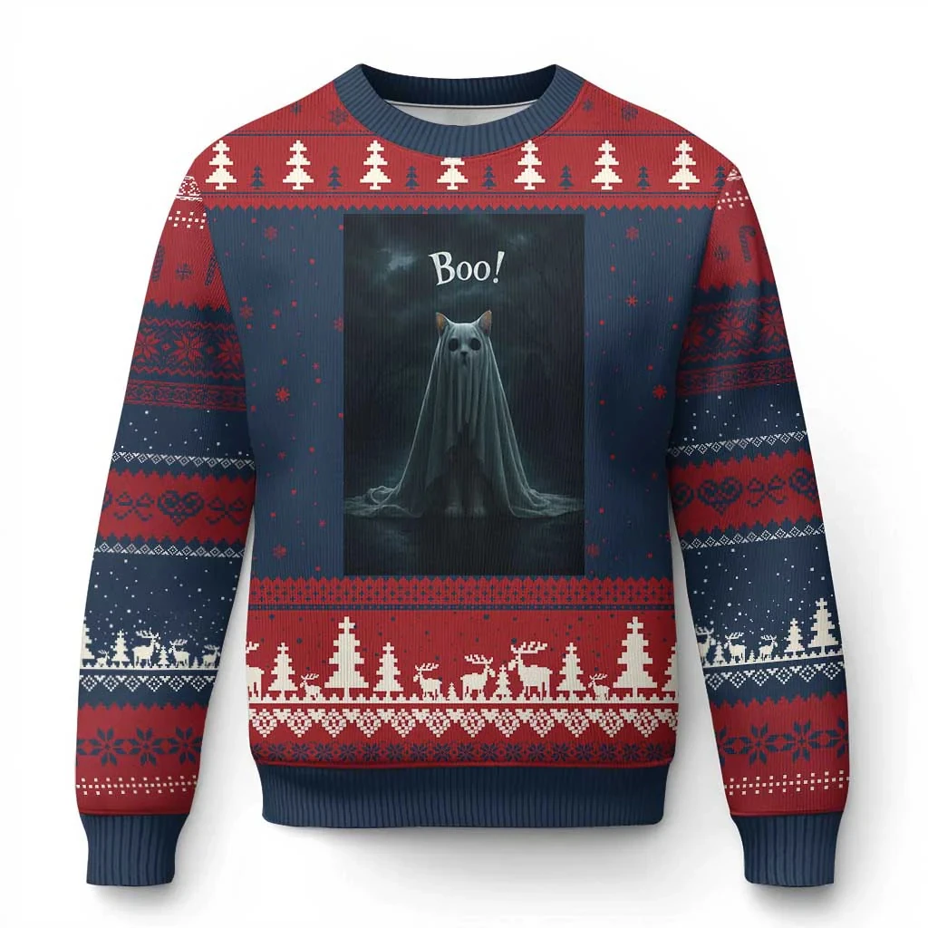 

2026 Fashion Cat Graphic Ugly Christmas Sweater For Men Fashion Streetwear 3D Print Kawaii Cat Xmas Sweatshirts Pullovers Tops