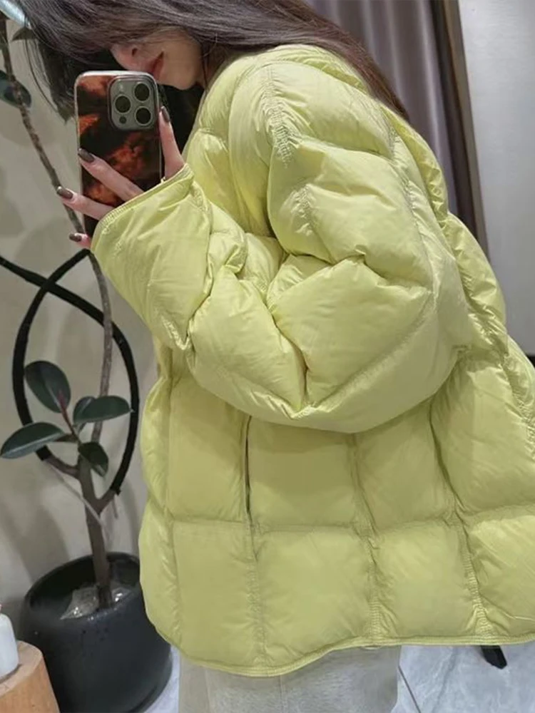 Women's Puffer Jaet Bread Sle Coat Thiened ort round Ne Winter Faion Korean Version Cotton down Outerwear