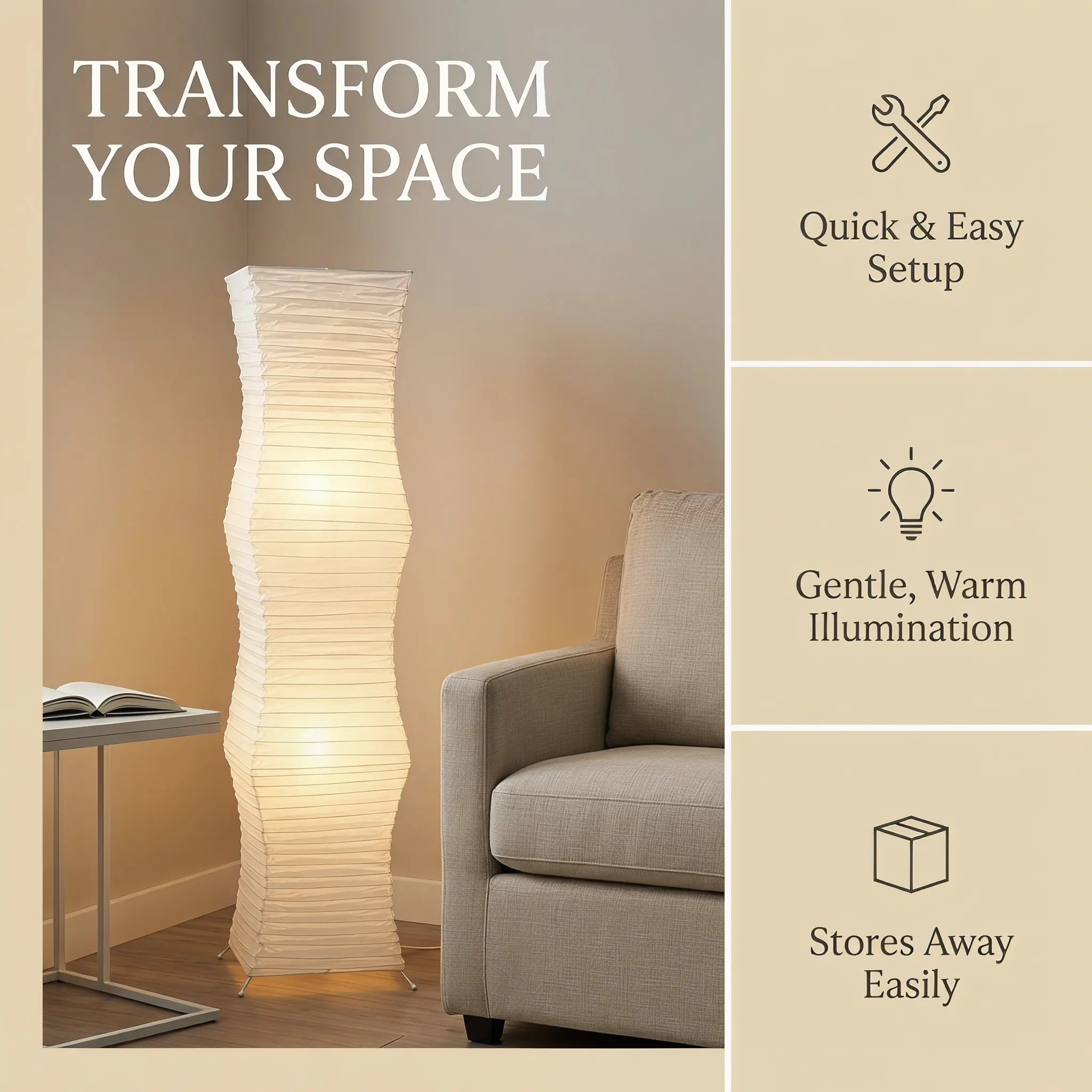 Japanese Paper Floor Lamp Shade Foldable Replacement Soft Light Diffuser Cozy Living Room Bedroom Modern Decorative Lamp Cover