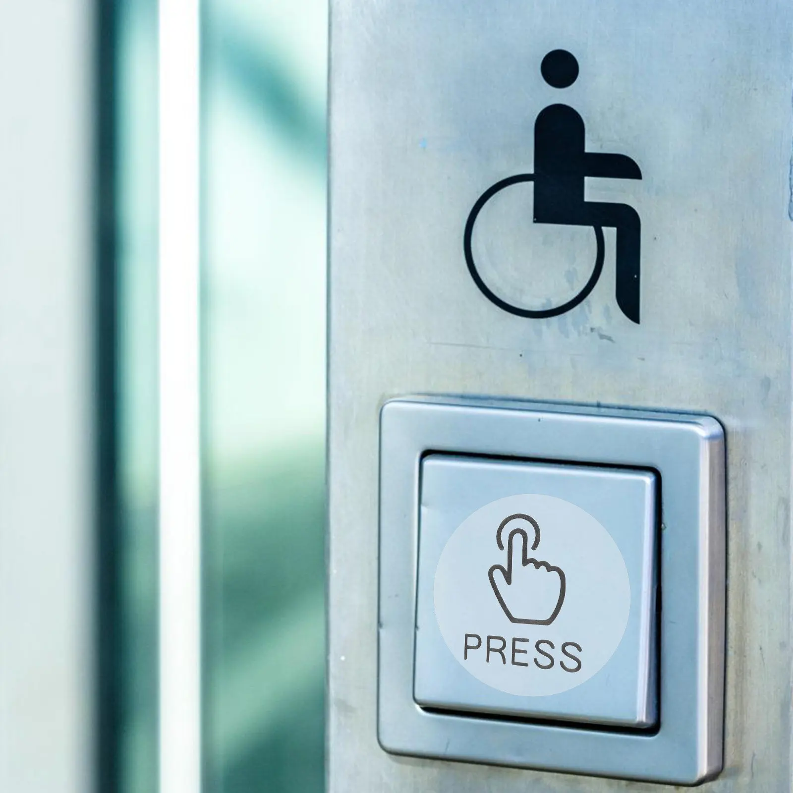 

24Pcs PVC Door Switch Press Decals Functional Reminder Labels for Automatic Doors Elevator Entrances Commercial Residential