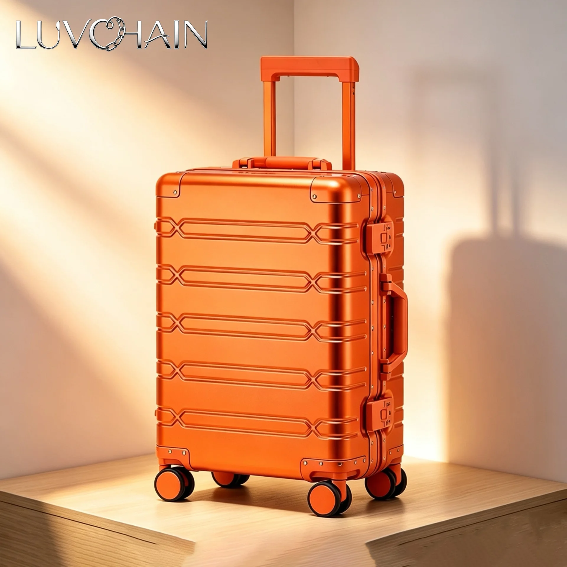 Valigie in lega di alluminio e magnesio, bagagli da viaggio, valigia da trasporto per uso professionale da 20 pollici, valigie di grandi dimensioni da 24/29 pollici con ruote.