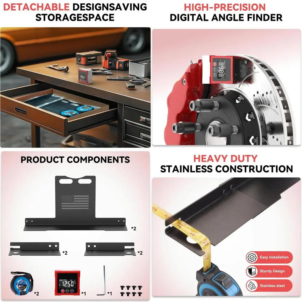 

Инструмент для выравнивания колес — пластины для выравнивания пальцев ног с цифровым угловым искателем, повышенной конструкцией, 2 императорских рулетки, подходят для большинства Ca