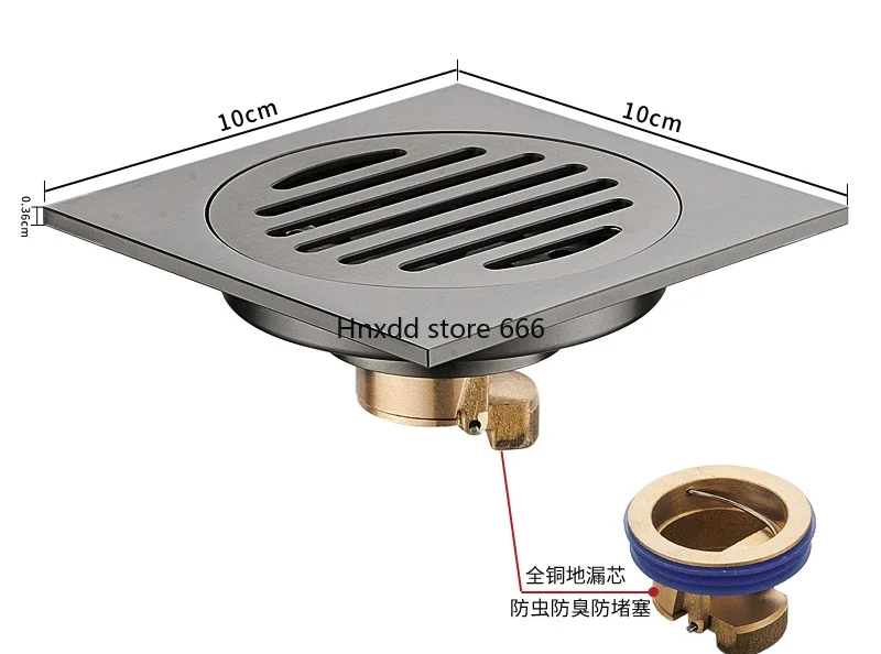 Gun gray floor drain all copper deodorizer