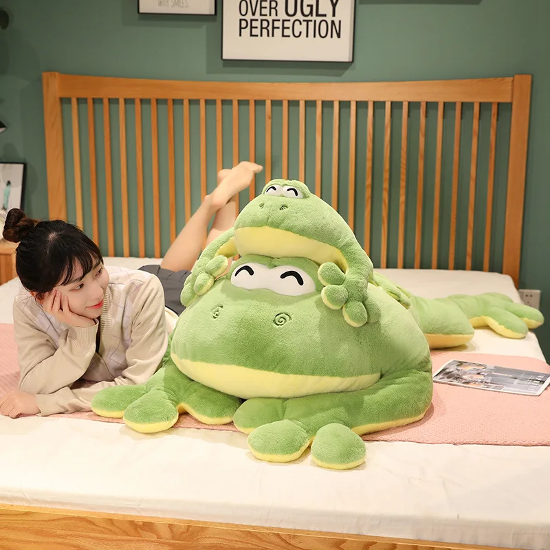 60-130cm Giant Big Frog Plush Toy Stuffed Plushies Grogs Throw Pillow Cushion Home Decor Kids Birthday Gift for Boy Big Eyes