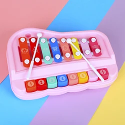 Orff-instrumento Musical de percusión para niños, xilófono de mano de 8 tonos, Duet, Piano, juguetes educativos para bebés, regalos para niños